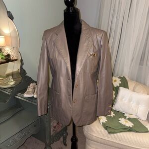 Size 10 Aigner taupe colored Leather blazer